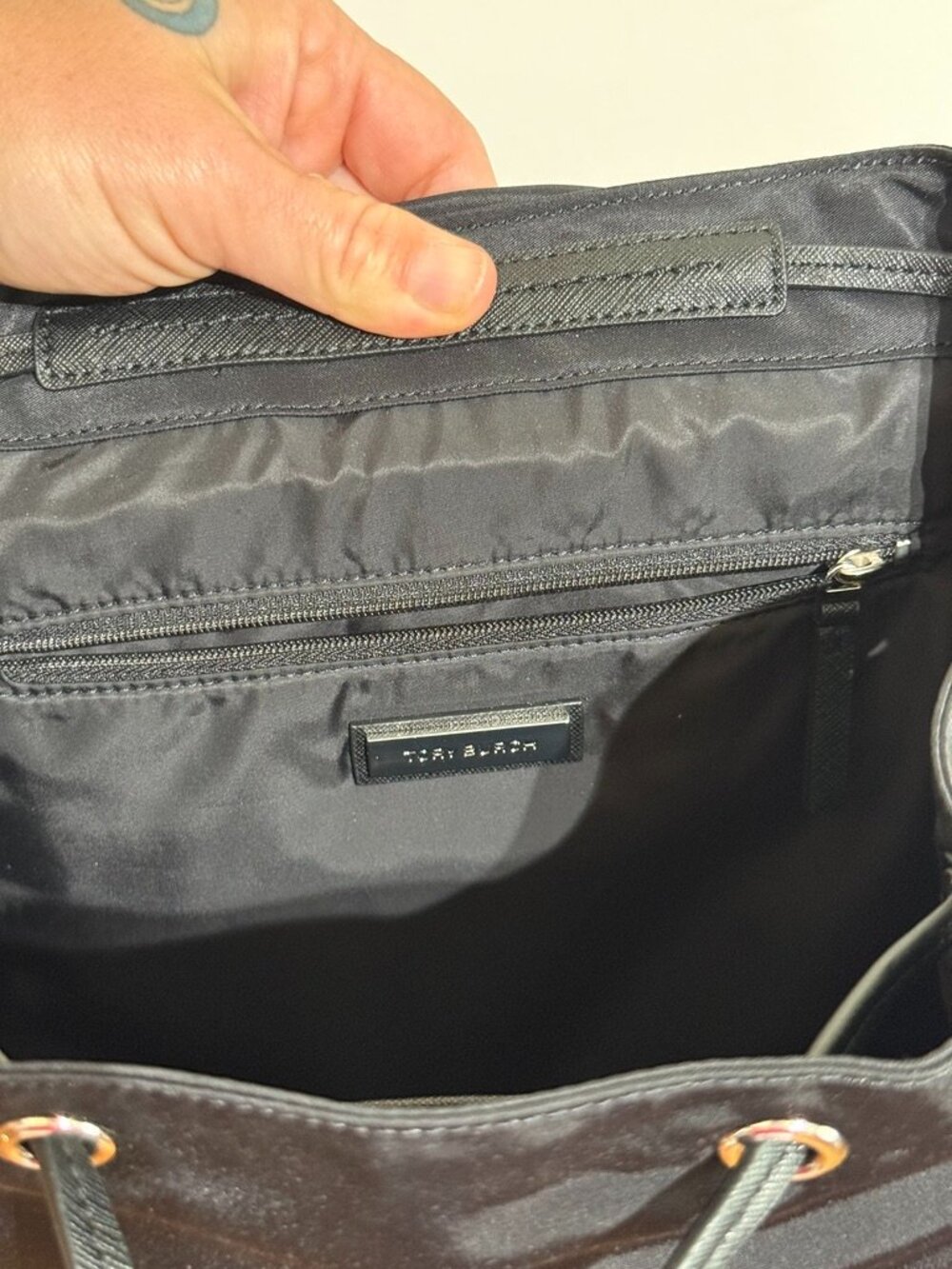 Tory Burch Virginia Flap Black Nylon Backpack - Picture 4 of 6